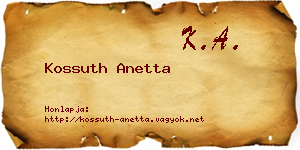 Kossuth Anetta névjegykártya